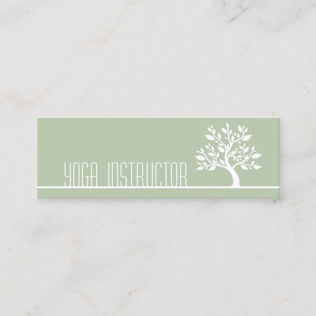 Elegant Tree Yoga Instructor Wellness Life Coach Mini Business Card (Front)