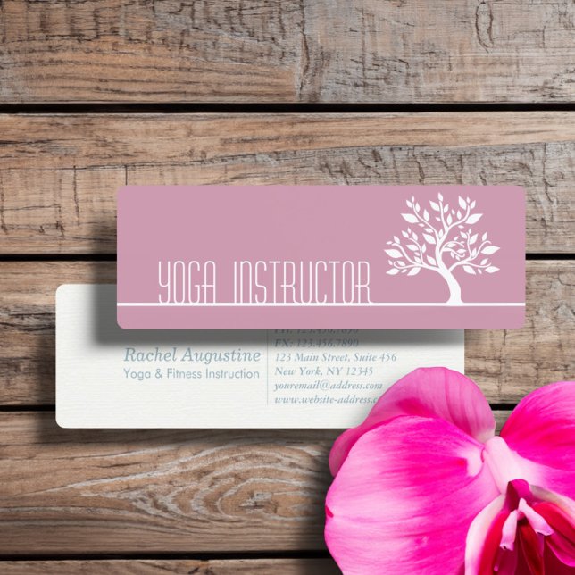Elegant Tree Yoga Instructor Wellness Life Coach Mini Business Card (Creator Uploaded)