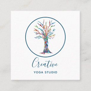 Elegant Tree Yoga Studio Square Business Card
