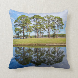 Elegant Trees of Reflection Nature Photography Cushion