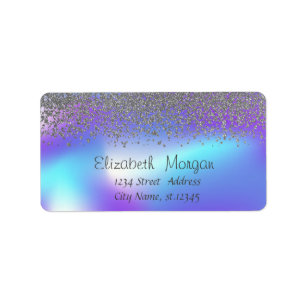 Elegant Trend Stylish Silver Diamonds Holographic Label
