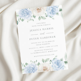 Elegant Trending Blue Floral Wedding Invitation