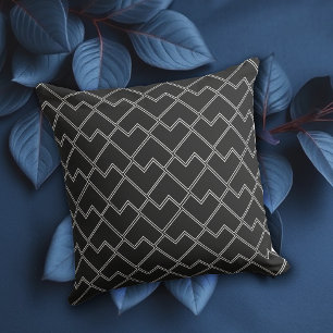 Elegant Trendy Black Geometric Pattern Pillow