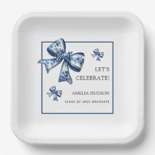 Elegant Trendy Bows Class Of 2026 Graduate Paper Plate