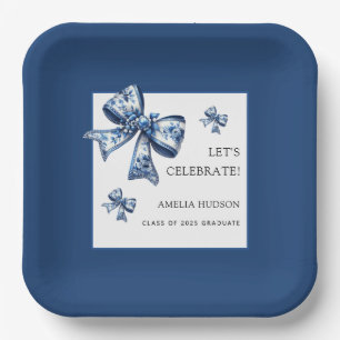 Elegant Trendy Bows Class Of 2026 Graduate Paper Plate
