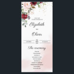 Elegant trendy burgundy deep red gold pink wedding programme<br><div class="desc">Elegant trendy burgundy deep red gold pink wedding program,  Blush Roses ©</div>