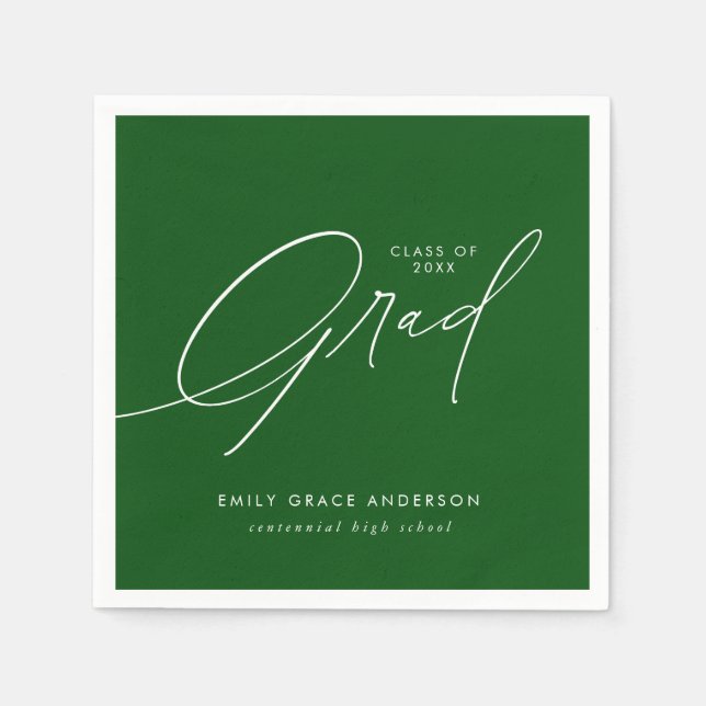 Elegant Trendy Calligraphy Script Graduation Napkin (Front)