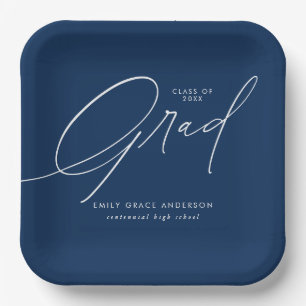 Elegant Trendy Calligraphy Script Graduation Paper Plate