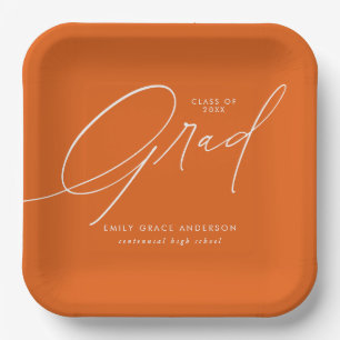 Elegant Trendy Calligraphy Script Graduation Paper Plate