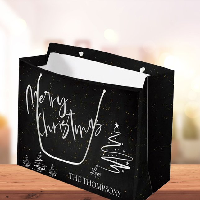 Elegant Trendy Chalkboard Merry Christmas Large Gift Bag (Creator Uploaded)