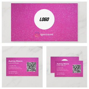 Elegant Trendy Chic Logo Pink Eyelash Business Card