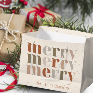 Elegant Trendy Colourful Merry Text Merry Christma Large Gift Bag