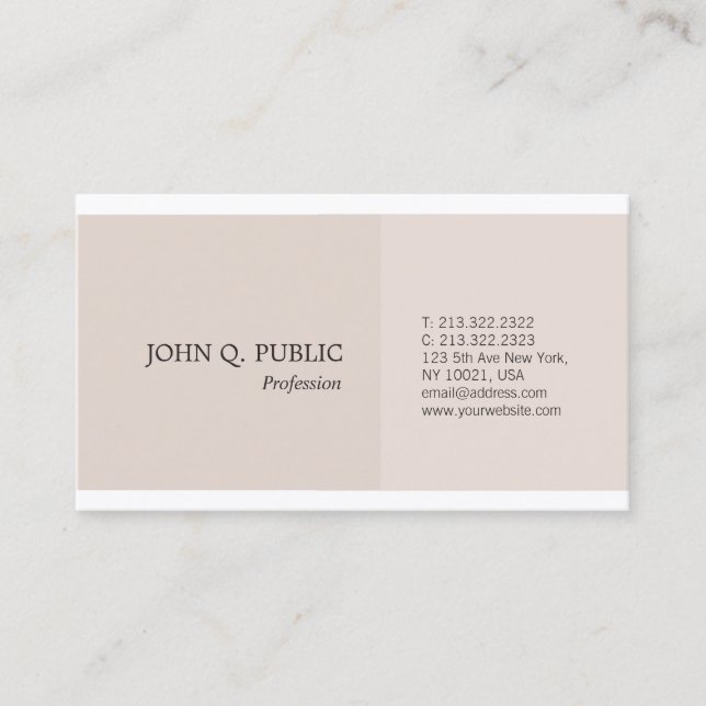 Elegant Trendy Colours Simple Plain Professional Business Card (Front)