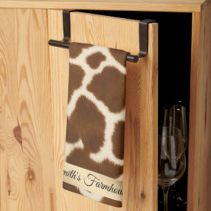 Elegant Trendy Cow Faux Leather Collection Tea Towel