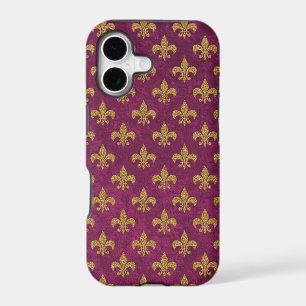 Elegant trendy faux velvet and gold Fleur-de-Lis