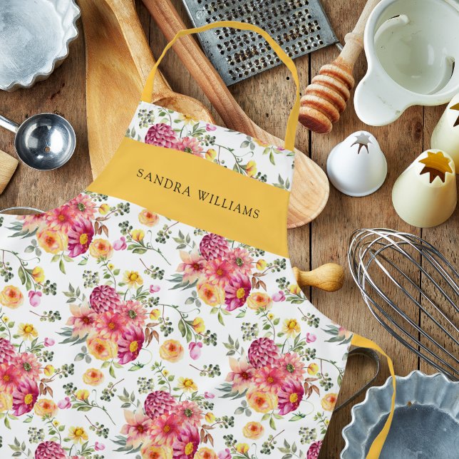Elegant  Trendy Floral Grace Typography  Apron (Creator Uploaded)