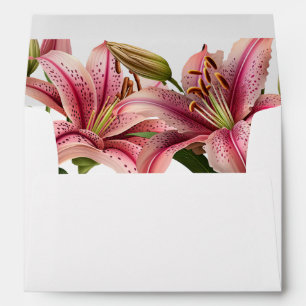 Elegant Trendy Floral Pink Wild Lilies Wedding Envelope