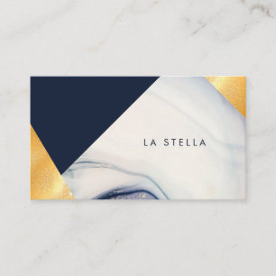 Elegant & Trendy Geometric Marble, Purple & Gold Business Card