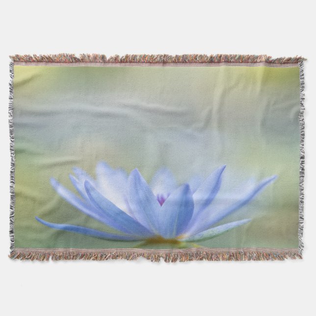 Elegant Trendy Girly, Blue Lotus Throw Blanket (Front)