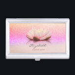 Elegant Trendy Girly, Lotus Glitter Bokeh  Business Card Holder<br><div class="desc">Beautiful lotus on ombre glitter bokeh background. An elegant and sophisticated designe. The perfect cool gift idea for her on any occasion.</div>