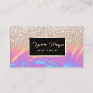Elegant Trendy Glitter Ombre Holographic Frame Business Card
