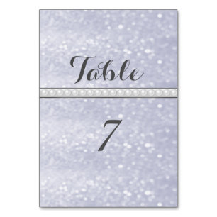 Elegant trendy glittery romantic pearls  wedding table number