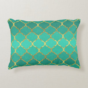 Elegant trendy gold faux glitter quatrefoil decorative cushion
