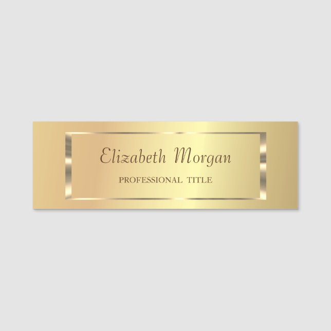 Elegant Trendy, Gold Frame Name Tag (Front)