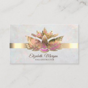 Elegant Trendy Gold,White Opal Lotus  Business Card