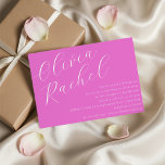 Elegant Trendy Hot Pink Script Minimal Bat Mitzvah Invitation<br><div class="desc">This contemporary bat mitzvah invitation features a minimalist horizontal composition and a beautiful script calligraphy in Trendy Hot Pink.</div>