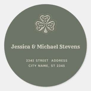 Elegant trendy lucky Irish shamrock Classic Round Sticker