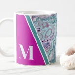 Elegant Trendy Monogram Initial Coffee Mug<br><div class="desc">Girly Elegant Teal Fuchsia Agate Monogram Initial Coffee Mug.  Crystals and geodes continue to be a favourite trend!  This print features and up close image of a vibrant turquoise and purple (magenta) geode stone,  complete with little crystals.  Add your initial to make it your own.</div>