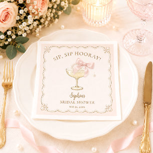 Elegant Trendy Pearls & Prosecco Bridal Shower Napkin