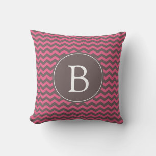 Elegant, trendy pink and brown chevron zigzag stri cushion