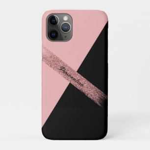 Elegant Trendy Pink Black Glitter Chic Glam Case-Mate iPhone Case