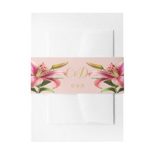 Elegant Trendy Pink Floral Wedding Invitation Belly Band