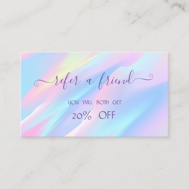 Elegant Trendy Professional Holographic Referral Card (Front)