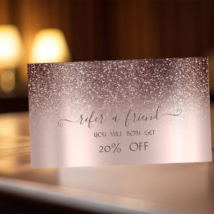 Elegant Trendy Professional Rose Gold Glitter  Referral Card