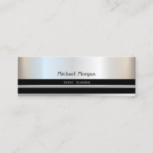 Elegant Trendy  Professional,Silver , Striped Mini Business Card