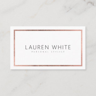 Elegant trendy rose gold foil frame minimal modern business card