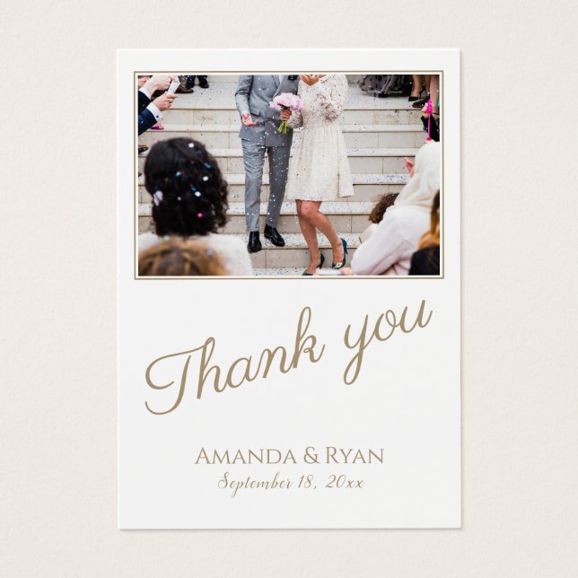 Elegant Trendy Script Thank you Wedding Photo Tag (Front)