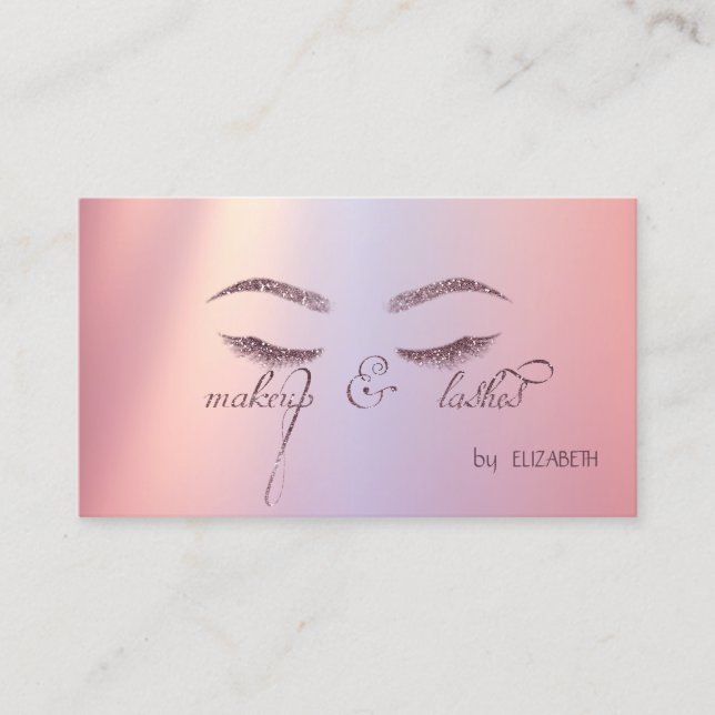 Elegant Trendy  Shiny, Glitter  Lashes, Makeup Business Card (Front)