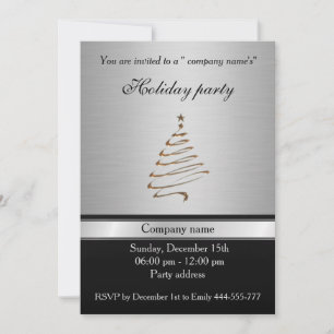 Elegant trendy silver holiday party corporate invitation