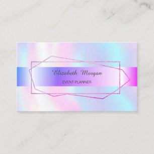 Elegant Trendy Stripe Geometric Frame Holographic Business Card