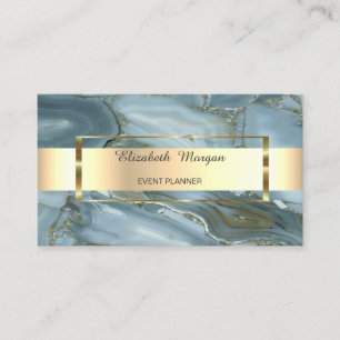 Elegant Trendy Stripe Gold Frame, Marble Business Card
