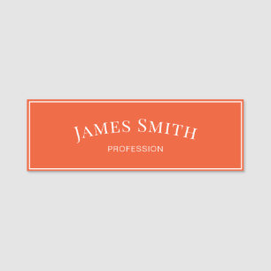 Elegant Trendy Tangerine Tango Orange Professional Name Tag
