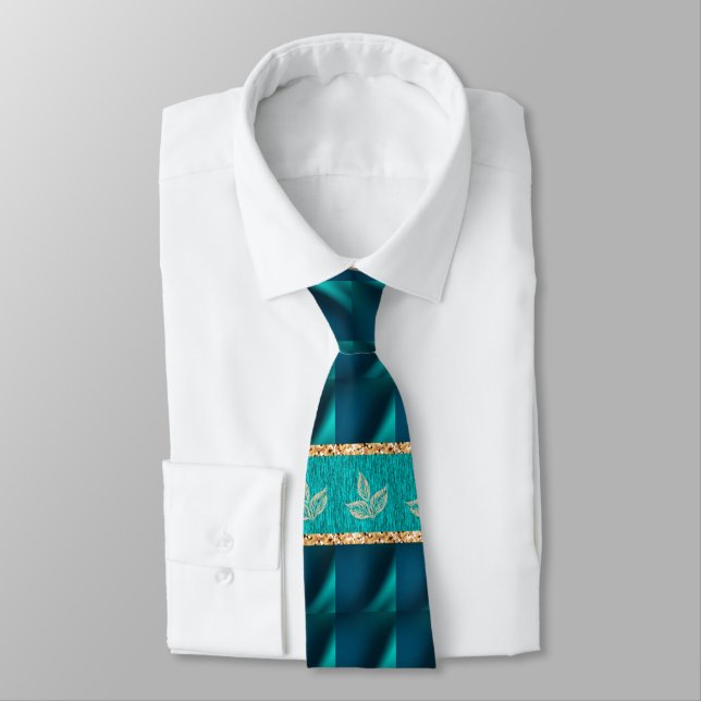 Elegant Trendy Teal  Tie (Tied)