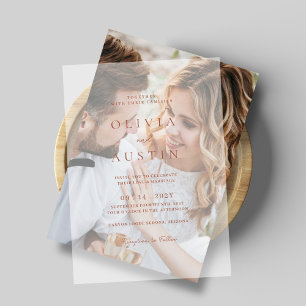 Elegant Trendy Terracotta Wedding Vellum Invitations