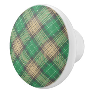 Elegant trendy vintage green tartan scottish plaid ceramic knob