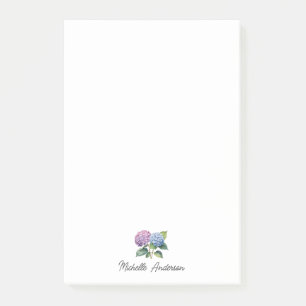 Elegant Trendy Watercolor Hydrangea Floral Post-it Notes